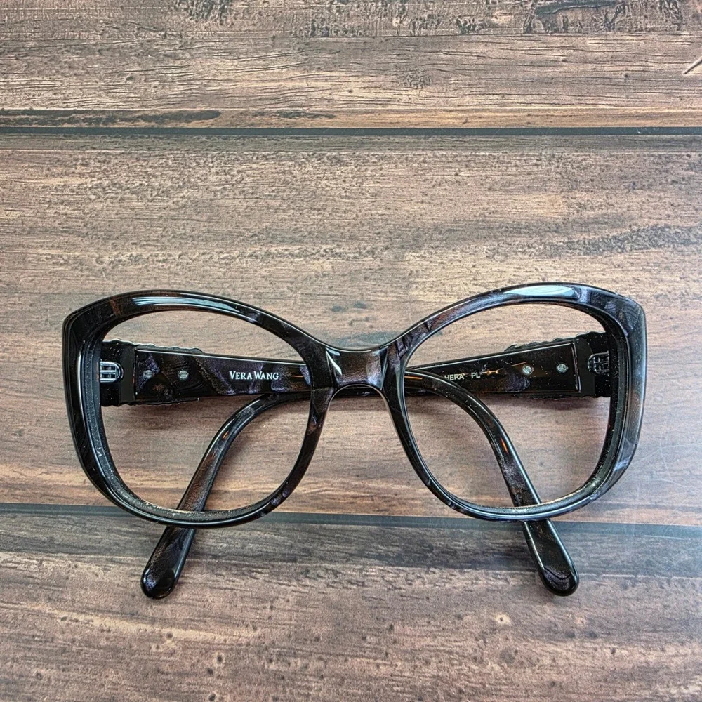 Vera Wang Hera PL Cat Eye Eyeglasses Dark Tortoise Rhinestone Embellished Frames